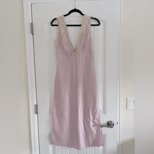 Abercrombie & Fitch Lace Detail Midi Dress - Light Pink